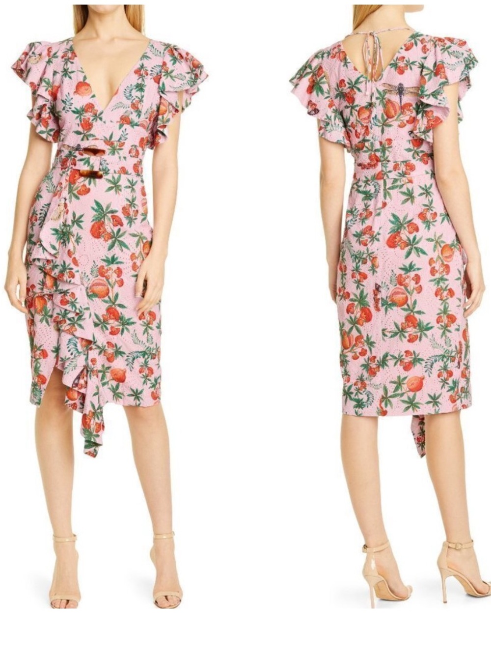 PatBO Ruffle Belted Cocktail Dress